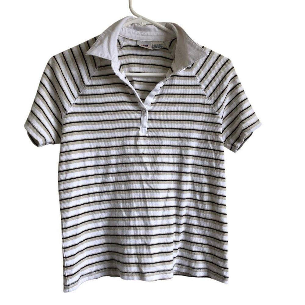 Y2k 90’s baby tee polo preppy academia faded glory vintage striped size medium